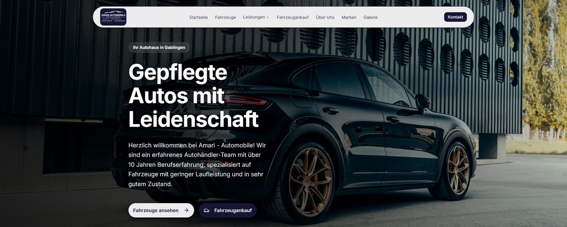 Amari - Automobile Website Screenshot